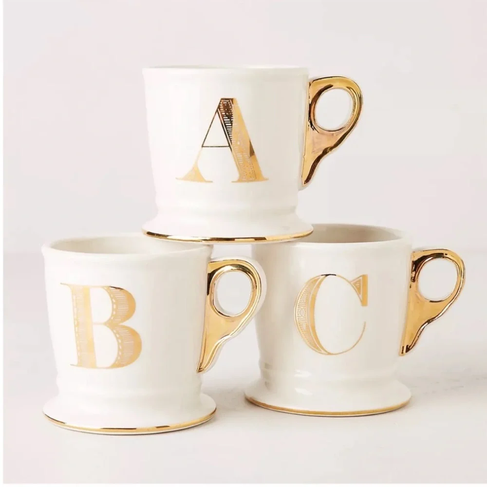 Anthropologie Limited Edition Golden Monogram Mug‎ in Letter 'M' 13 oz
